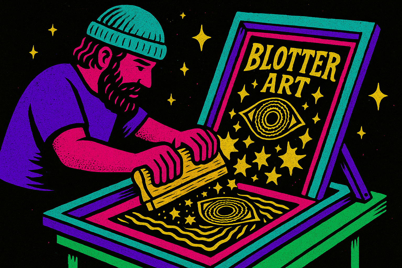 Paisaje psicodélico del Bicycle Day